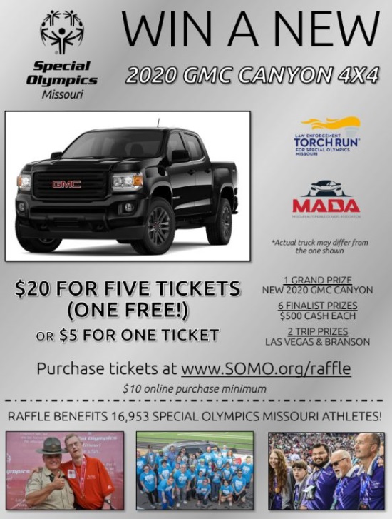 Special Olympics Missouri 12-10-2020 raffle - 2020 GMC Canyon 4x4 SLE Crew Short Box Pickup - Flyer#2 