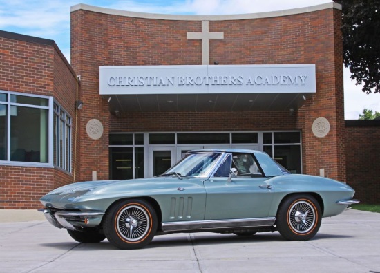 CBA 1-15-2021 raffle - 1966 Mosport Green Corvette Roadster Convertible - left side bldg 