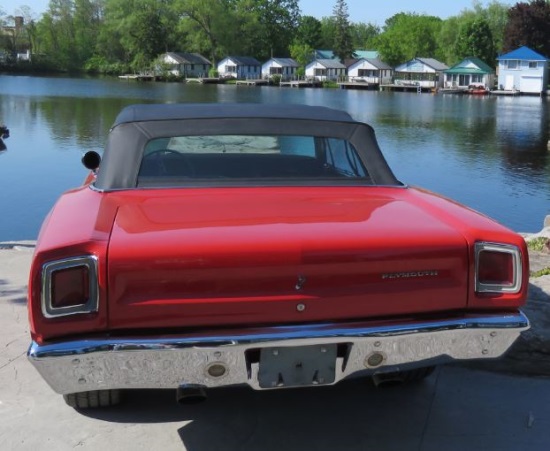 Rotary Club of Fenelon Falls 7-01-2021 drawing - 1969 Plymouth Road Runner Convertible 440 - rear.#2 