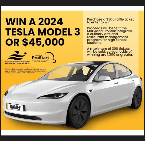 2024 Tesla Model 3 or 45,000 Cash Option