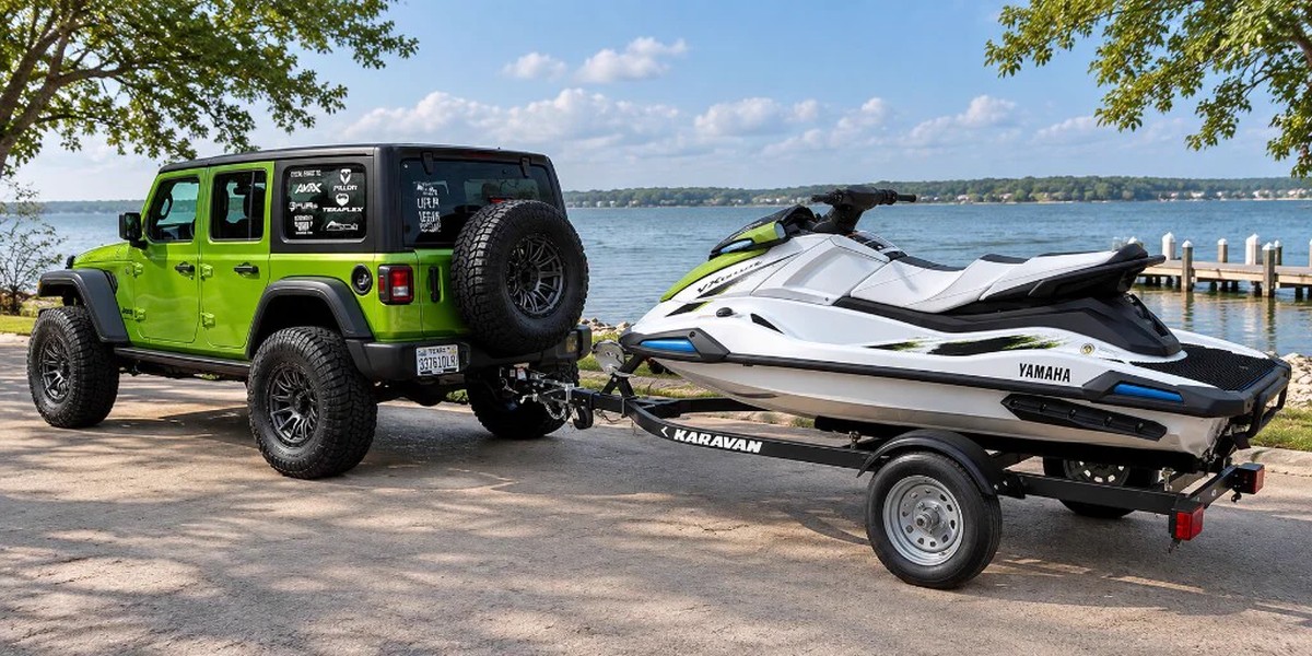 2026 Jeep Wrangler and Yamaha VX Deluxe WaveRunner on trailer, Driving For Good grand prize package