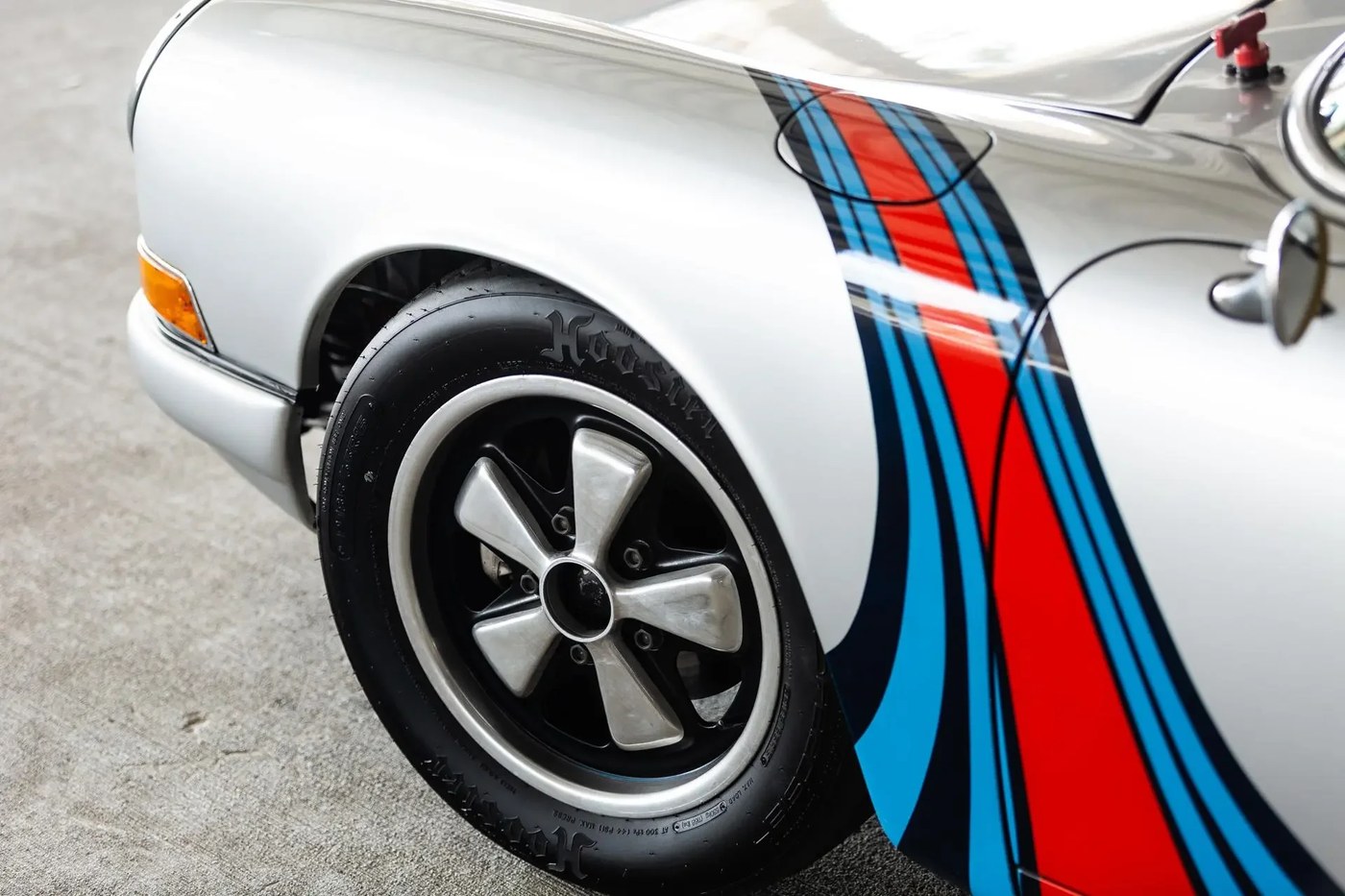 1967 Porsche 911S Martini stripes over the fender and Fuchs wheel