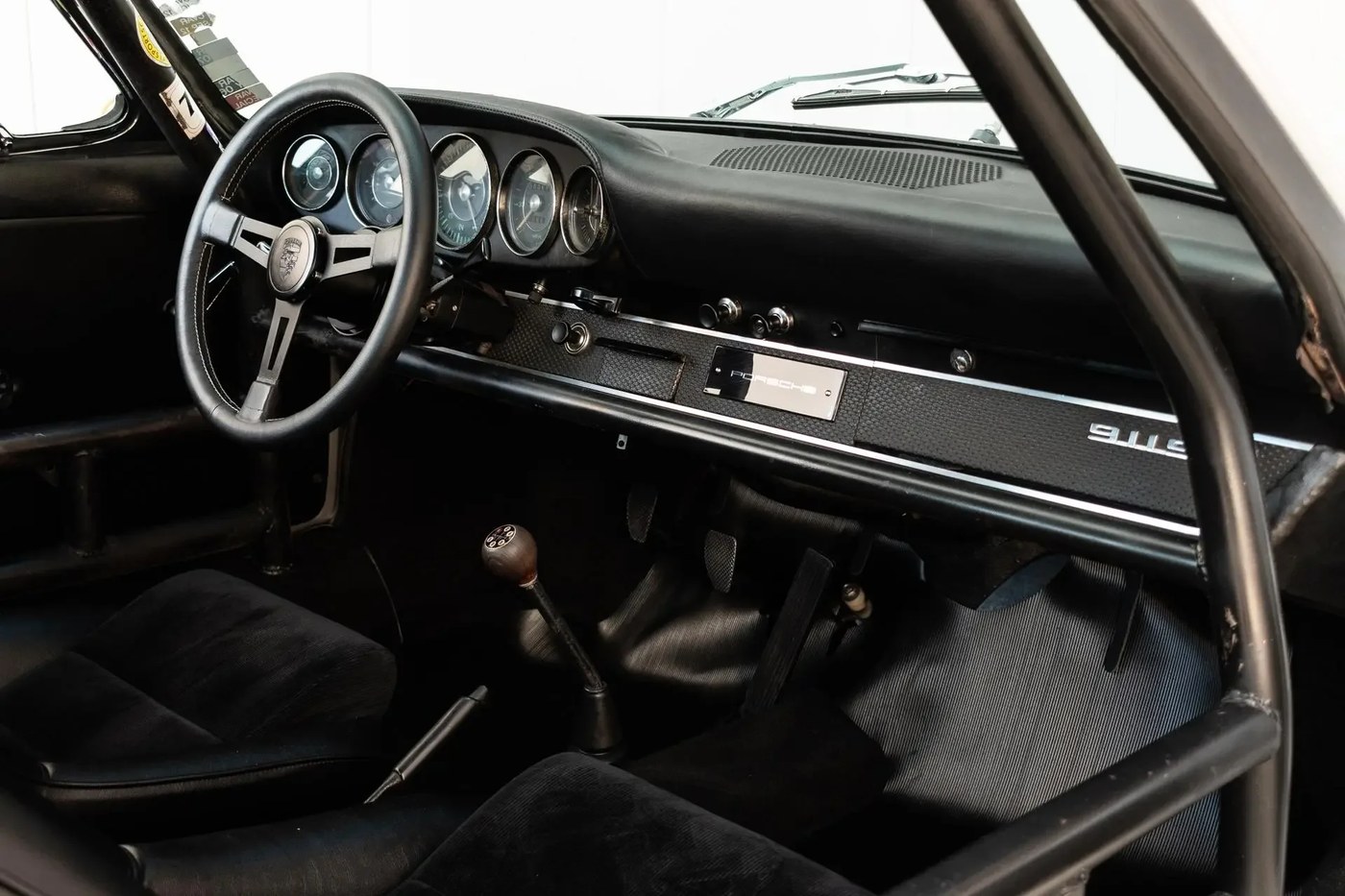 1967 Porsche 911S interior with roll cage