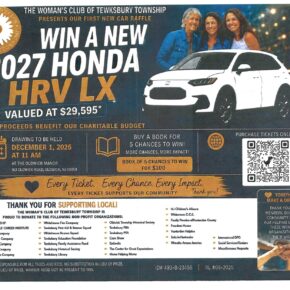 2027 Honda HR-V LX raffle flyer, Woman's Club of Tewksbury Township