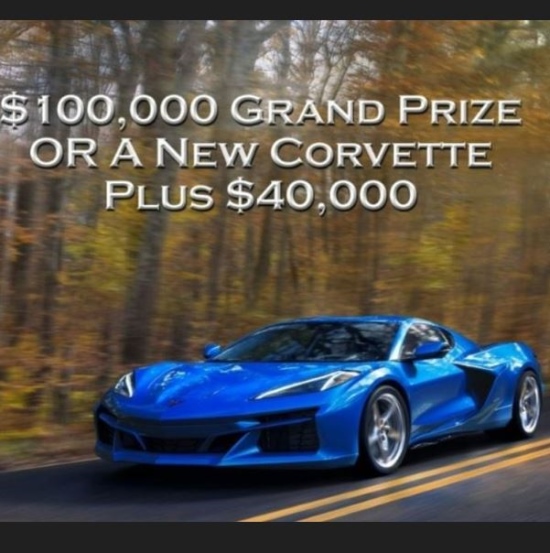 2026 Chevy or $100k Corvette + $40k raffle